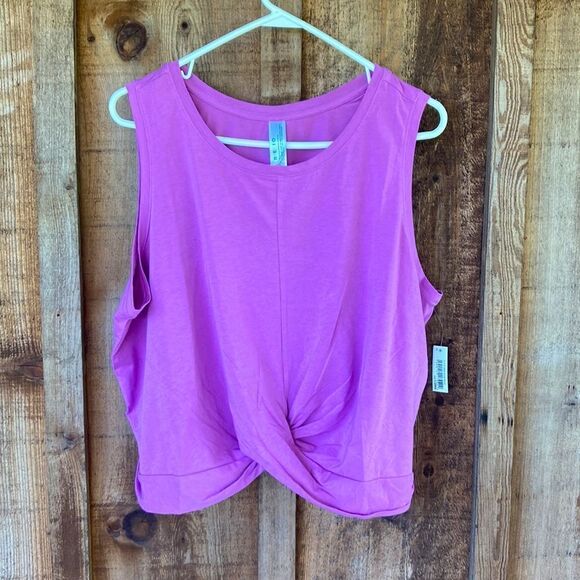 Core 10 Women's Soft Cotton Knot Twist Front Cropped Yoga Tank Plus 3X - Picture 2 of 11